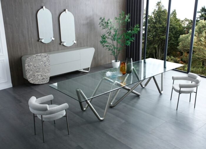 Serpentia Glass Modern Rectangle Dining Table - Image 4