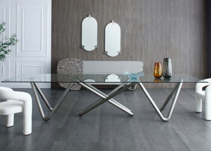 Serpentia Glass Modern Rectangle Dining Table - Image 3
