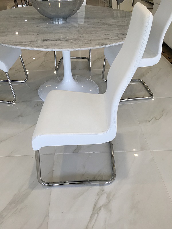 Consolata White Italian Leather Modern Dining Room Chairs - Set of 2 - Image 4