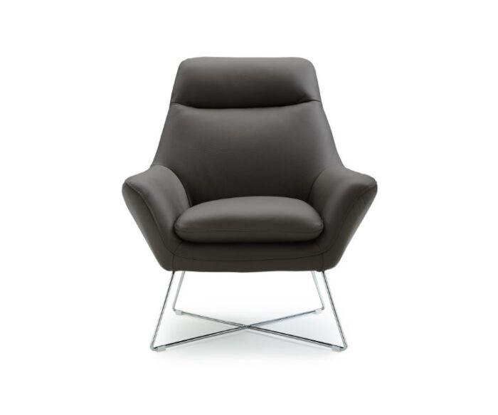 Livorno Dark Gray Italian Leather Modern Accent Chairs