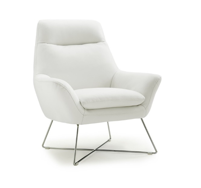 Livorno White Italian Leather Modern, Contemporary Leather Arm Chairs