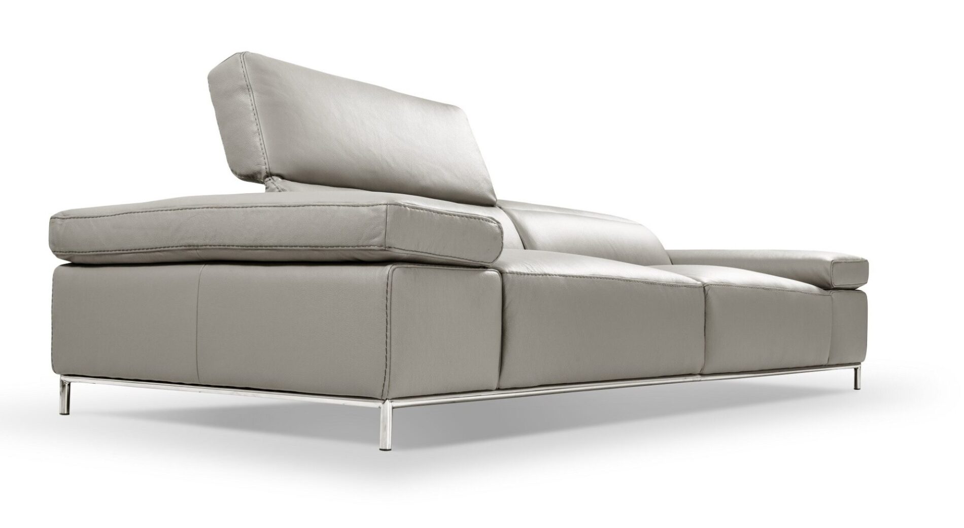 Mizner Italian Dark Gray Leather Modern Sofa - Image 5
