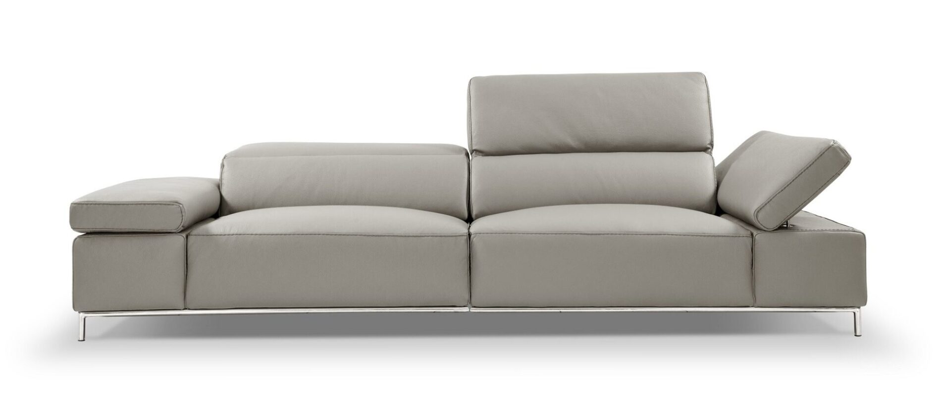 Mizner Italian Dark Gray Leather Modern Sofa - Image 4
