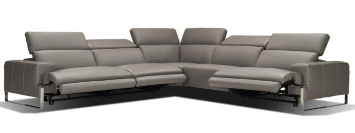 Boca II Italian Triple Reclining Leather  Modern Sectional
