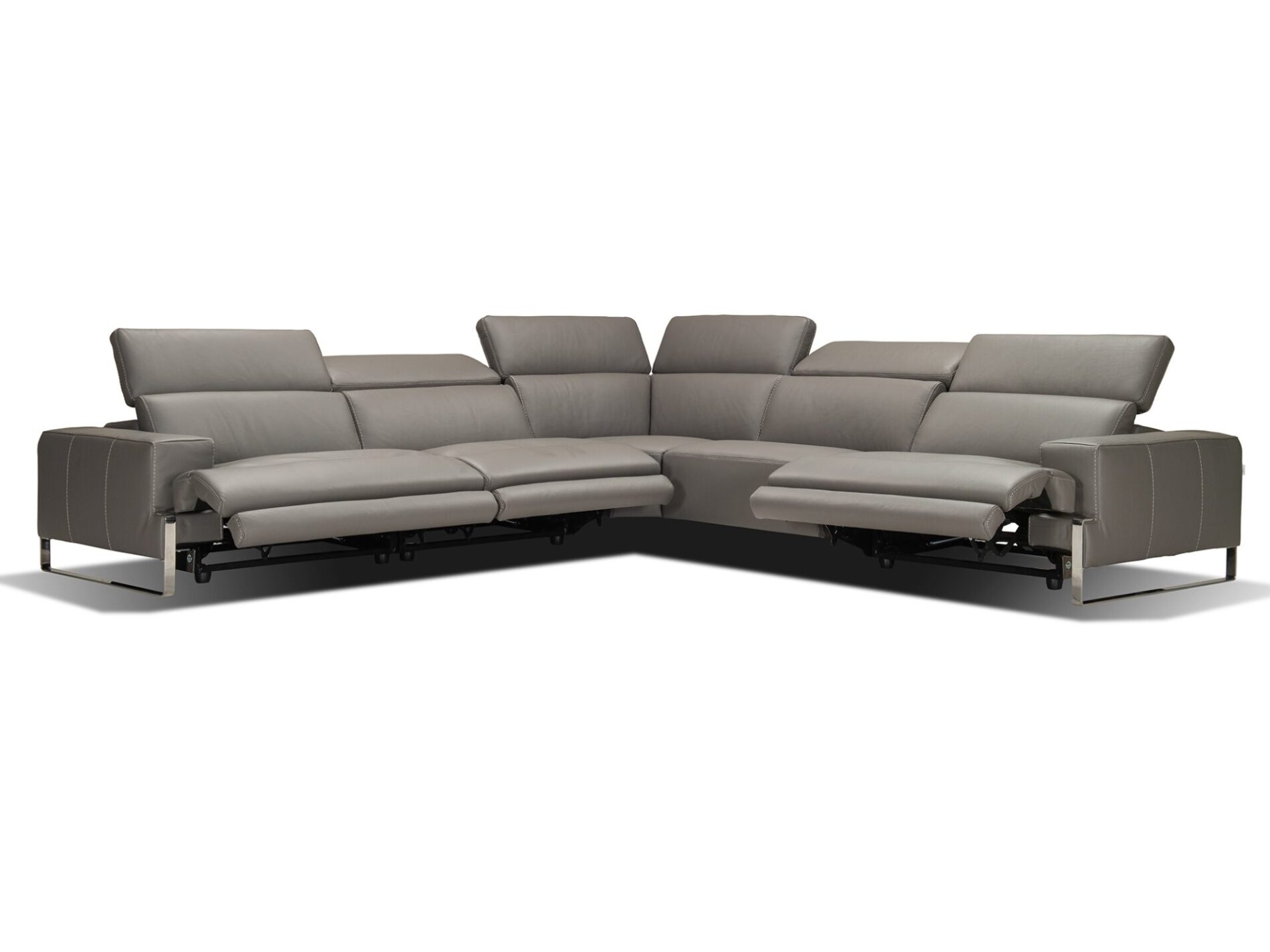 Boca Ii Italian Triple Reclining Leather Modern Contemporary Sectional Sectionals