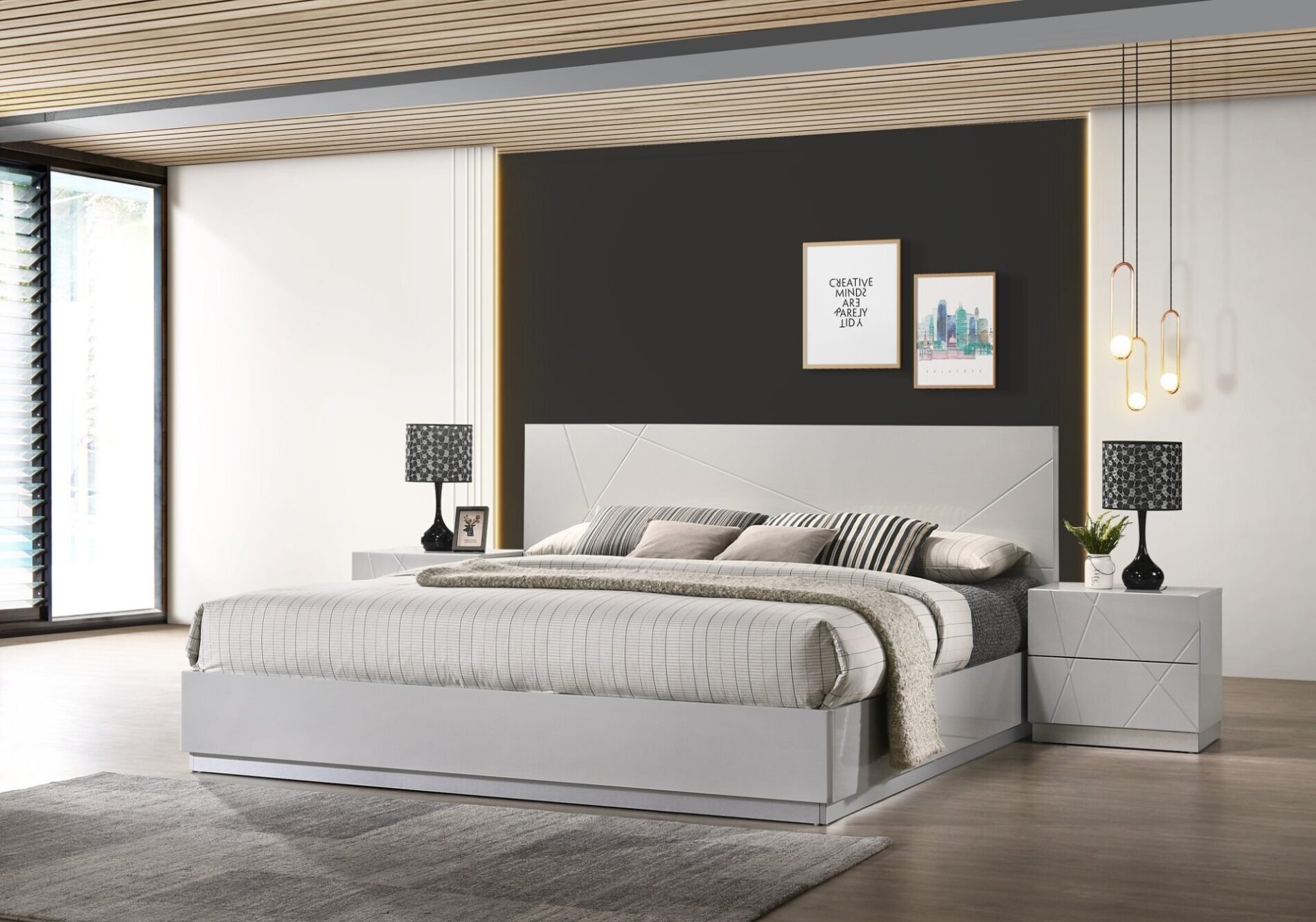 Salerno Grey Contemporary Bedroom Sets - Image 7