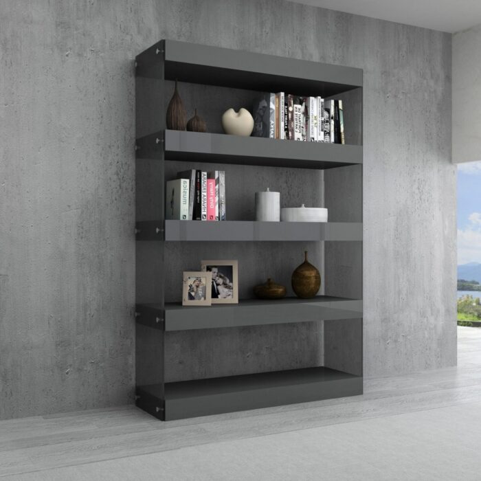 Turin High Gloss Grey Modern Bookcase