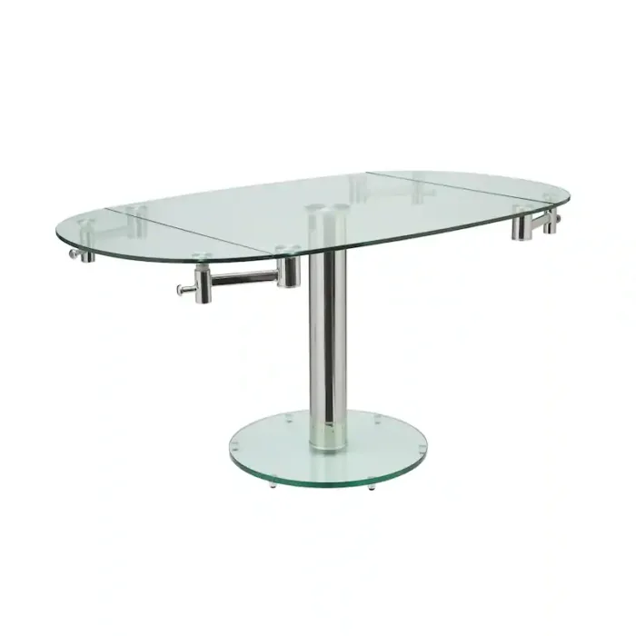 Vida Glass Extendable Modern Round Dining Table