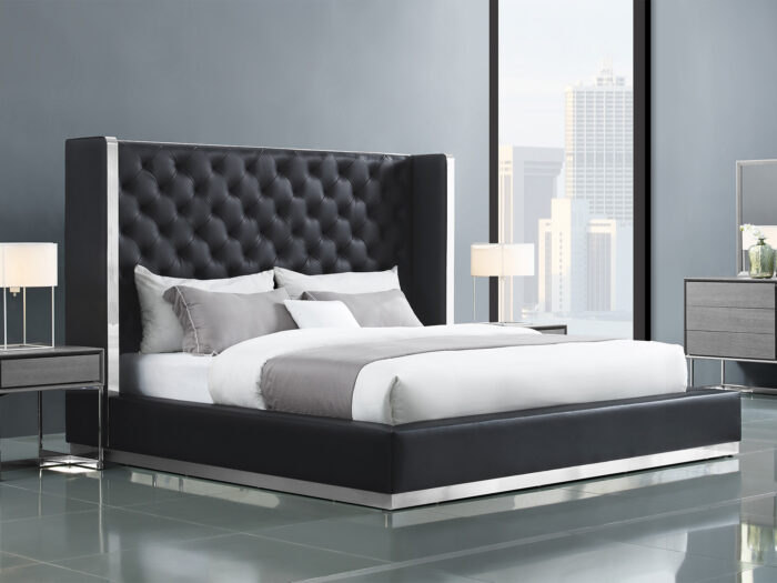Abbraccio Black or White Contemporary Bed - Image 3