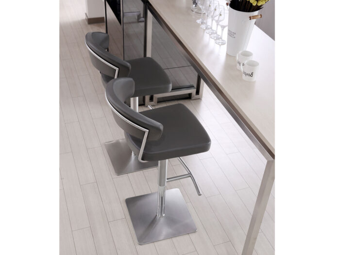 Clio Dark Gray Modern Bar Stools Square Base - Image 3