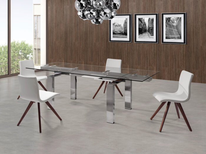 Cristalo Glass Extendable Modern Rectangular Dining Table - Image 2