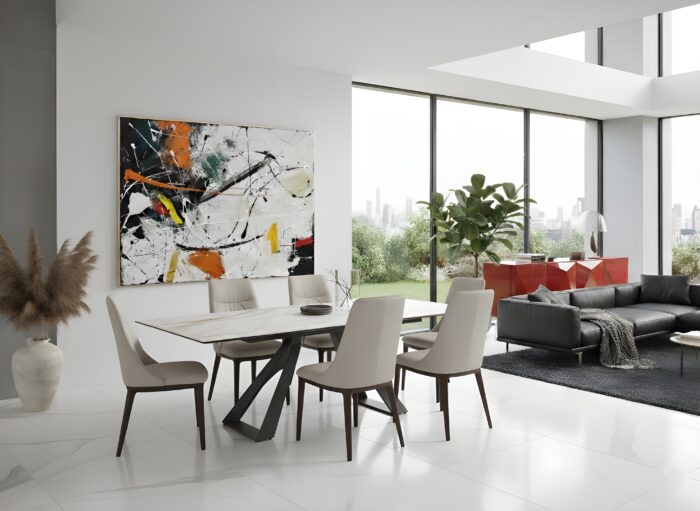Monaco Leather Modern Dining Room Chairs - Set of 2 - Image 2