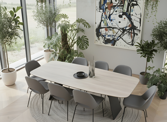 Hugo Travertine Contemporary Dining Table - Image 5