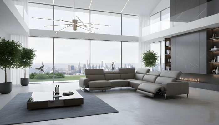 Boca II Italian Triple Reclining Leather  Modern Sectional - Image 3