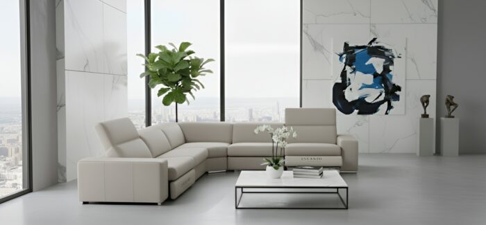 Ambasciatore Italian Triple Reclining Leather Modern Sectional - Image 5