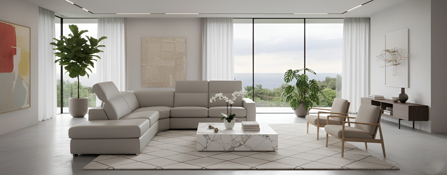 Ambasciatore II Italian Double Reclining Leather Modern Sectional - Image 2