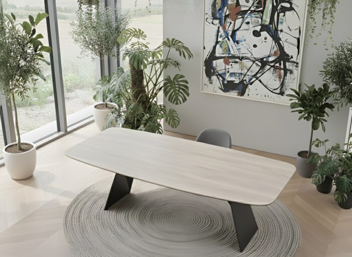Hugo Travertine Contemporary Dining Table - Image 6