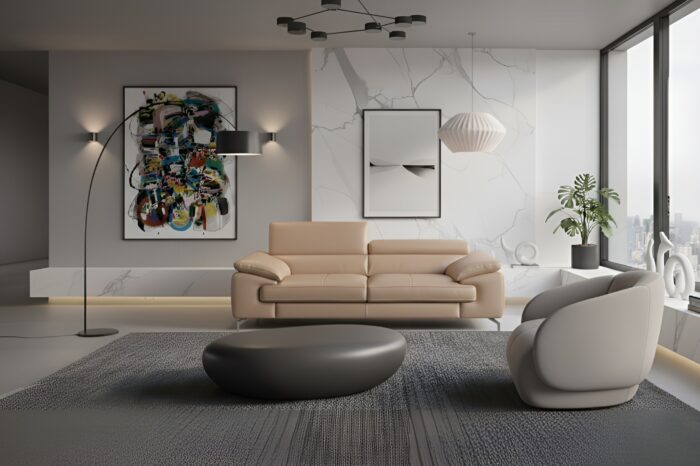 Torino Italian Leather Modern Sofa (Multiple Colors) - Image 6