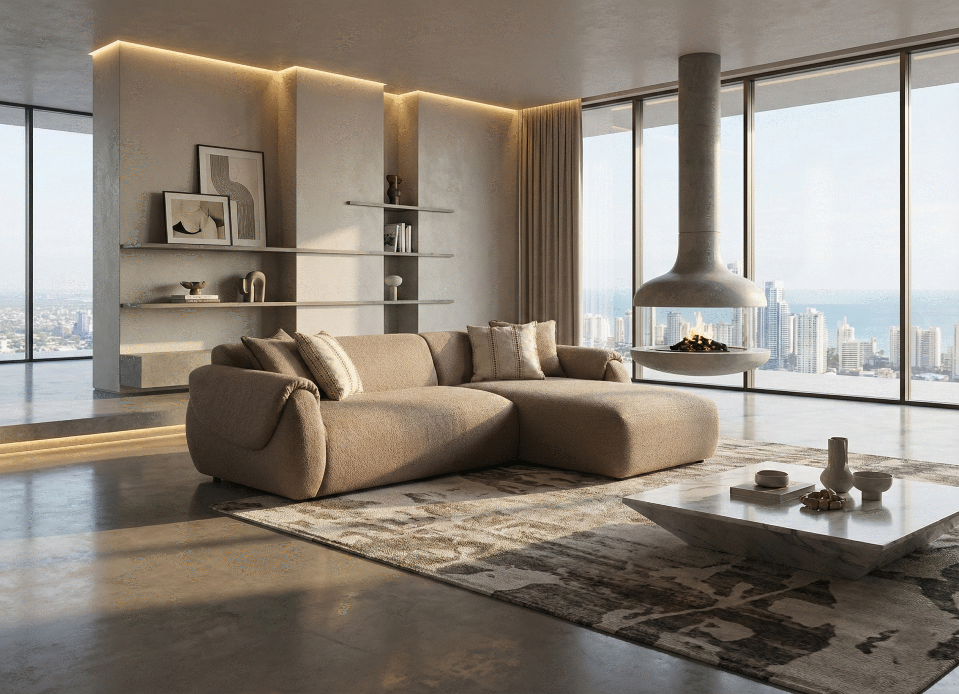 Florencia Curved Arm Sectional Sofa with Chaise - Image 4