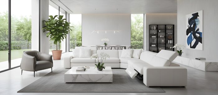 Ambasciatore Italian Triple Reclining Leather Modern Sectional - Image 11