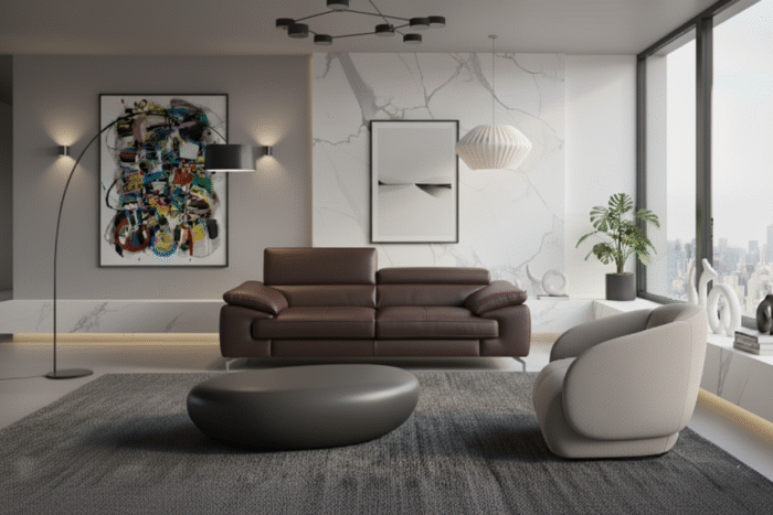 Torino Italian Leather Modern Sofa (Multiple Colors) - Image 8