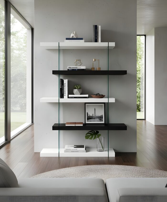 Raleigh White & Black Modern Bookcase - Image 2