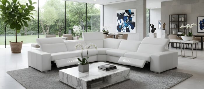 Ambasciatore Italian Triple Reclining Leather Modern Sectional - Image 3