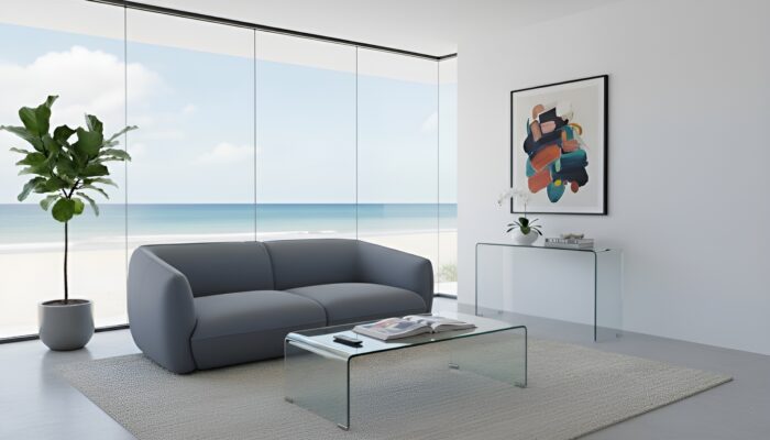 Mint Glass Contemporary Coffee Table - Image 2