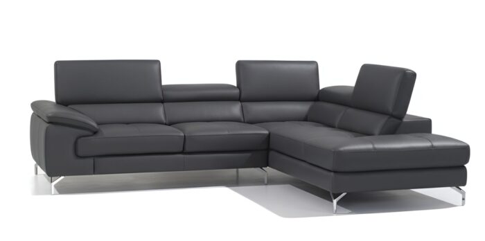 Torino Italian Dark Gray Leather Modern Sectional