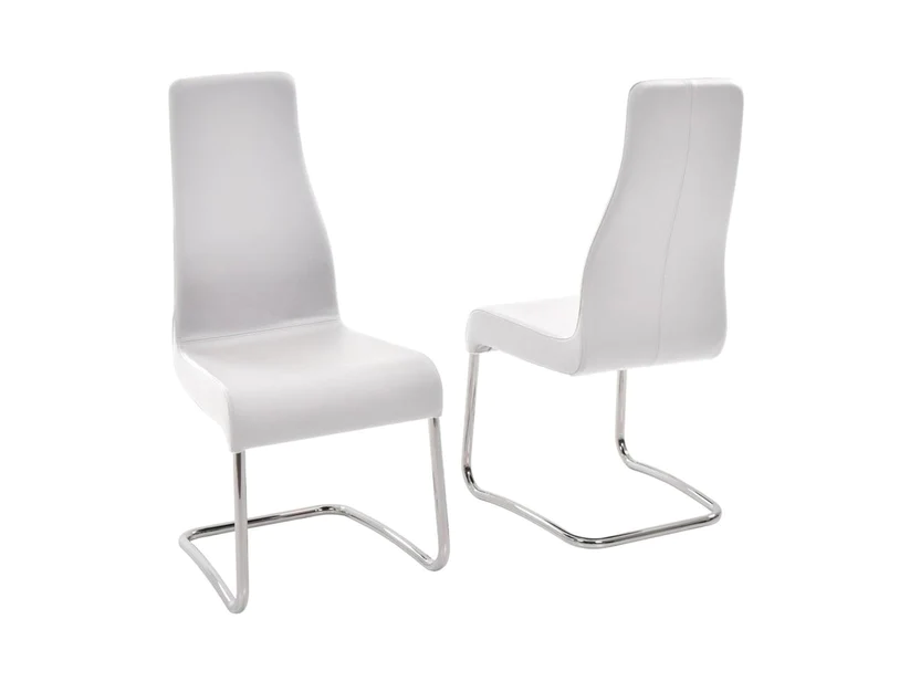Consolata White Italian Leather Modern Dining Room Chairs - Set of 2 - Image 5