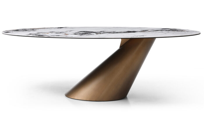 Alo Ceramic & Bronze Modern Oval Dining Table