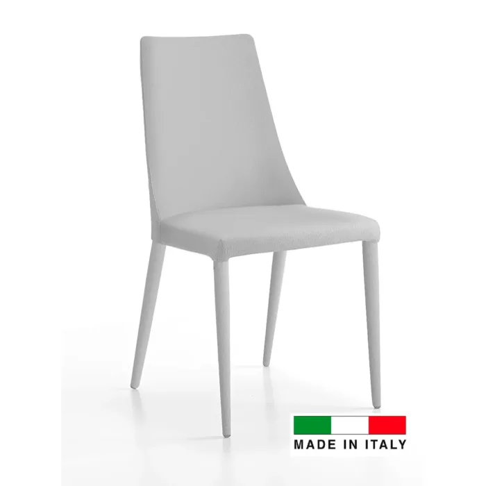 Aloe White Italian Leather Modern Dining Room Chairs - Set of 2