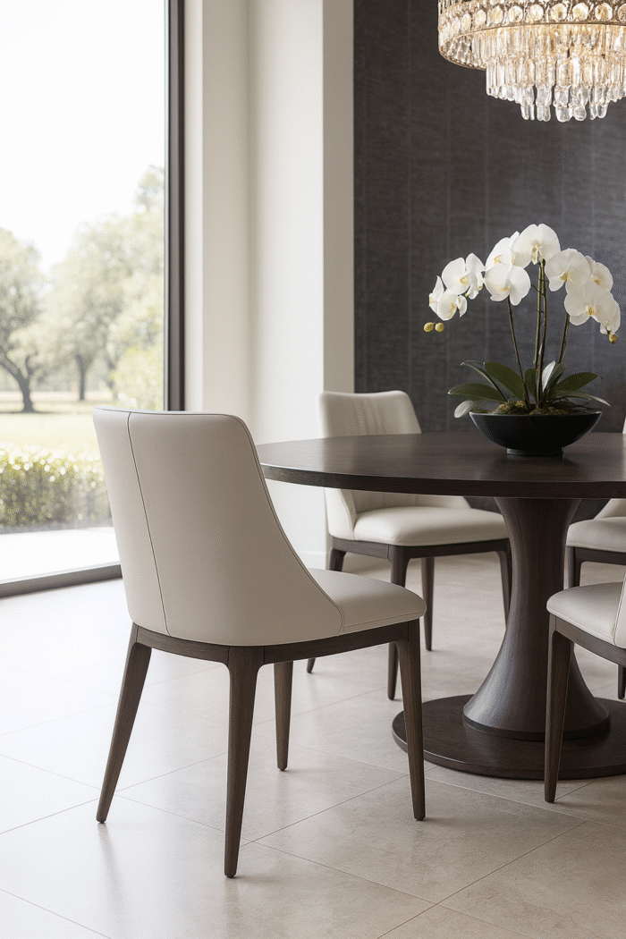 Monaco Leather Modern Dining Room Chairs - Set of 2 - Image 4
