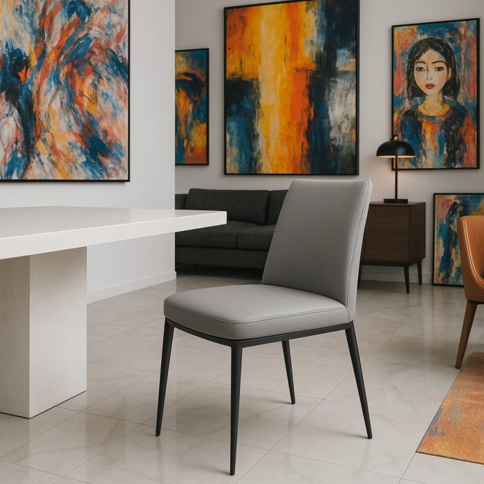 Marquis Leather Modern Dining Room Chairs - Image 3
