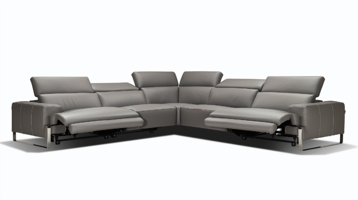 Boca II Italian Triple Reclining Leather  Modern Sectional - Image 11