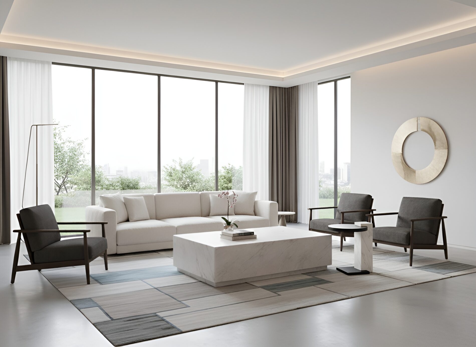 Plinth White Marble Modern Side Table - Image 2